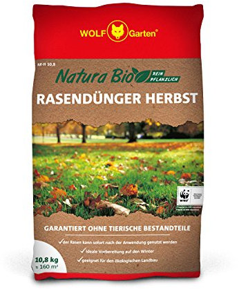 WOLF Garten - Natura Bio - Rasendünger Herbst - NR-H 10,8 für 160 m², braun, 80 x 60 x 111 cm, 3734751