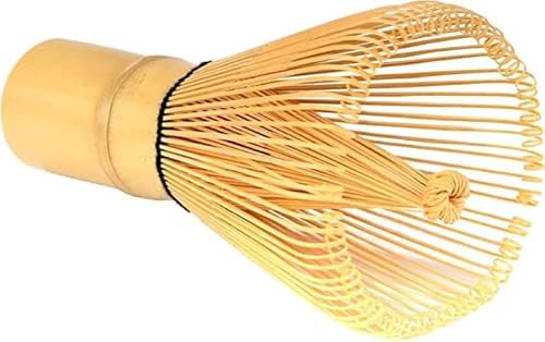 BambooMN Japanese Matcha Whisk Chasen - Traditional Handcurled 100 Tate Matcha Utensil - Natural Golden Brown - 1 Piece