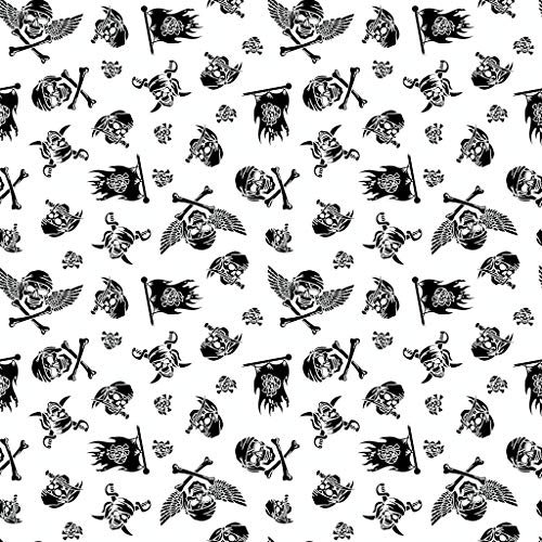 11,99€/m 300x160cm Totenkopf Pirat 100% Baumwolle Baumwollstoff Kinder Meterware Handwerken Nähen Stoff (Totenkopf Weiß Schwarz, 300x160cm (11,99€/m))