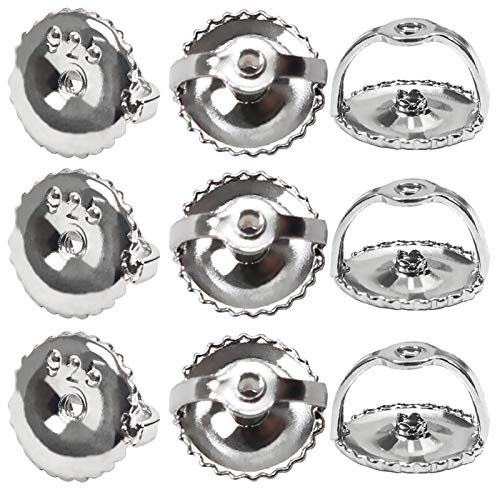 TOAOB 10pcs Threaded Screw Earring Backs 18K White Gold Sterling Silver Hypoallergenic Secure Locking Earring Backs Replacement for Studs Post