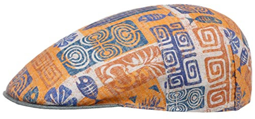 Alfonso D’Este Mayano Flatcap Schirmmütze Schiebermütze Leinencap Herren - Made in Italy mit Schirm, Futter Sommer Frühling-Sommer - L (58-59 cm) orange