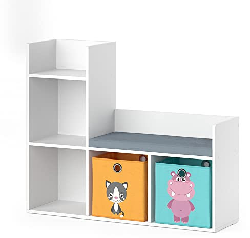 Vicco Kindersitzbank Luigi, Weiß, 107.2 x 88.6 cm mit 2 Faltboxen Opt.1