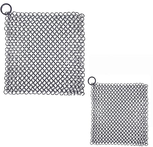 QUBORT Gusseisenreiniger,2 Taschen Gusseisenreiniger für Dutch Oven,für Dutch Oven, Bratpfannen, Grillpfannen oder Woks und mehr (Quadrat)