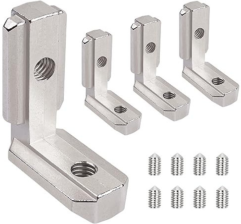 Yeepeo 4 × T-Nut Innenwinkel 3030 M6 Eckverbinder, Aluprofile Nut 8 T Slot 90° L-Form Zinklegierung Inneneckverbinder mit Schrauben T Slot Nut Außenwinkel Winkelwinkel für Aluminiumprofil 30-Serie