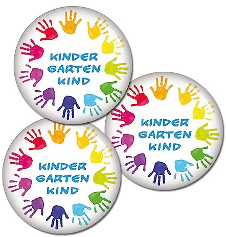 3|5|10 Button Kindergartenkind Hände Ansteckbutton Kindergarten Geschenke für Kinder Kita Rucksack Geschenk Deko Kalender Countdown Ansteckpins Ansteckbutton (03x Kindergartenkind Hände, 37mm)