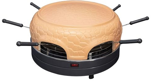 Gastronoma Four à pizza - Four à pizza avec dôme en terre cuite pour 6 personnes - Dôme à pizza - 1000 Watt - Préparation en 5-7 minutes - avec accessoires - Dôme plat