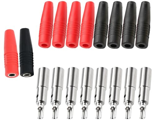 CEMYDEYO 4 mm Bananenbuchse,10 Stück isoliert Buchse Extender für Blanker Bananenstecker 24A Verbinder,Lautsprecher Verstärkeranschluss Buchse,Rot und Schwarz