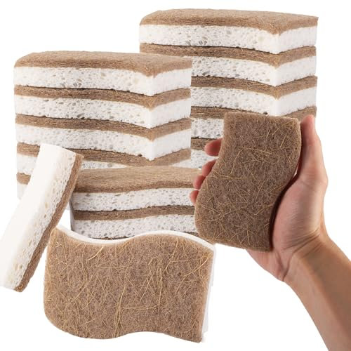 WOPPLXY 20 esponjas marrones y blancas, 11,5 x 7 x 2 cm, esponja de limpieza para ollas, vajilla, sartenes (doble capa, lado suave y lado abrasivo)