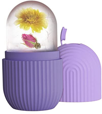 Ice Roller for Face, 4.5inch Silicone Ice Face Roller, Reusable Ice Cube Roller Massager, Skin Care Tools for Face Eyes Puffiness Brighten & Tighten Skin (Purple)