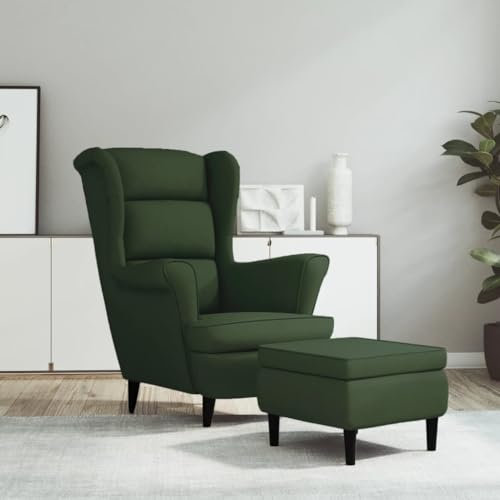 Kangmusi Ohrensessel mit Hocker Dunkelgrün Samt, Grün 3115933