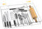 GOURDBRO Besteckkasten für Schubladen, Erweiterbarer Besteckeinsatz, Besteckschublade Acryl, Vielseitiger Schubladeneinsatz Küche, Verstellbarer Besteck Organizer, Groß Cutlery Organizer, Transparent