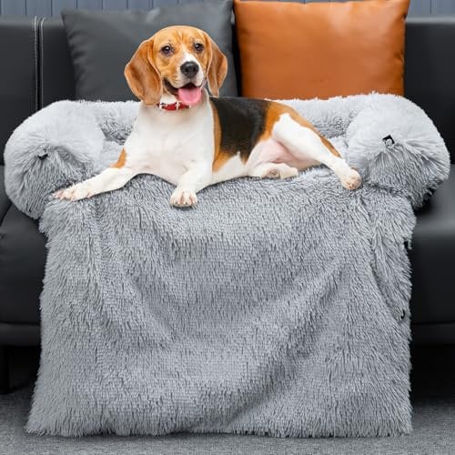 Mora Pets Sofaschutz Hund Hundedecke Sofa Hundebett Couch Plüsch Sofaschoner für Hunde wasserdicht & antirutsch Hundekissen, L 89 x B 112 x H 15 cm (4-in-1)