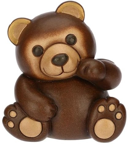 THUN, Orso Bruno in Ceramica da Collezione, Linea AbbracciAMI, Statuine da Collezione, Idea Regalo per Natale, 9,6 x 7,7 x 10,8 cm