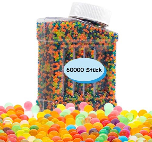 WasserPerlen Set 60000 Stücke, Gelperlen Bunte Perlen für Heimwerker, Farbenfroh Ungiftig Water Beads für Vase Füllstoff Pflanzenfüller und Deko, Rund und glatt Water Beads (Abgefüllt)