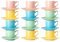 GIESSLE® 12 Espressotassen in 4 matten Pastellfarben mit passenden Untertassen im Set bunt