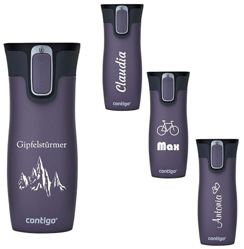 Contigo Thermobecher West Loop Autoseal mit Gravur, Edelstahl Isolierbecher, Reisebecher, Kaffeebecher to Go, auslaufsicher (Dark Plum)