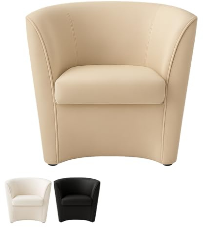 PALUPLUS Poltrona Pozzetto Imbottita Artigianale, Misura 70x67x76 cm, Tessuto Ecopelle, Piedini in Plastica, Struttura Robusta e Design Elegante, Polt. per Casa e Ufficio, Made in Italy (Tortora) - C
