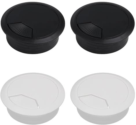 YFTRFR 4 Pcs Câble de Bureau Houvoir de Trou en Plastique PC Ordinal Couvre du Trou de Bureau Câble de Bureau Gommet Capes D'organisateur de Fil Rond pour Gestion du Bureau à Domicile (50mm)