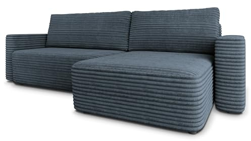 Masseno Ecksofa TELIN T mit Schlaffunktion L-Form, Modern Sofa mit Bettkasten, Wohnzimmersofa, Couch, Soffa, Bettsofa, Couchgarnitur - Grau, TILIA 85