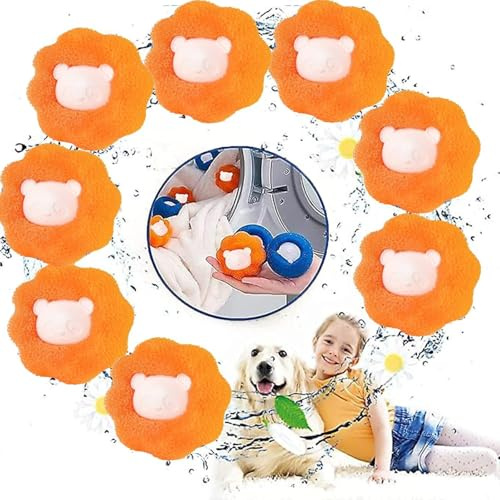 Cattura Pelo Lavatrice, 8 Pezzi Acchiappa Peli per Lavatrice, Raccogli Peli-Lavatrices Riutilizzabile, Rimuovi Efficacemente Pelo di Gatto, Cane e Altri Animali da Biancheria e Vestiti (Orange)