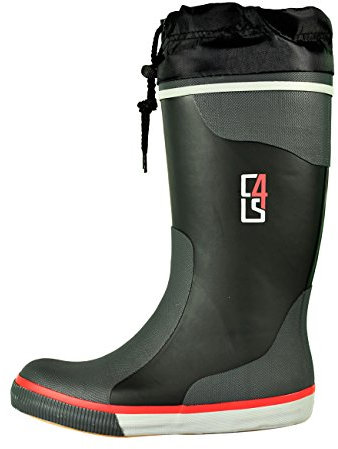 crazy4sailing Unisex Segelstiefel Langschaft Gummistiefel Schnürung schwarz, Größe:48 EU