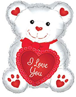 1 weißer Folienballon BEAR I LOVE YOU