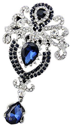 YAZILIND Mode eingelegt Rhinestones Legierung Zirkonia Anhänger Brosche Corsage Frauen Mädchen Zubehör (Tinte blau)