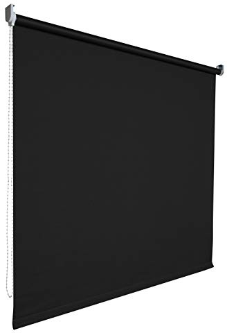 Kettenzugrollo Seitenzugrollo Tür Fenster Rollo Vorhang 14 Farben Breite 62 bis 202 cm Länge 180 cm lichtdurchlässig halbtransparent Metall Träger Wandmontage Deckenmontage (172 x 180 cm / Schwarz)