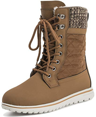 Polar Boot Damen Gesteppt Kurz Schnee Winter Kunstpelz Warm Dauerhaft Wasserdicht Stiefel - 6 - TAN39 AYC0527