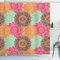ABAKUHAUS Jahrgang Duschvorhang, Antike Stammes- Mandala, Stoffliches Gewebe Badezimmerdekorationsset mit Haken, 175 x 220 cm, Fuchsia orange