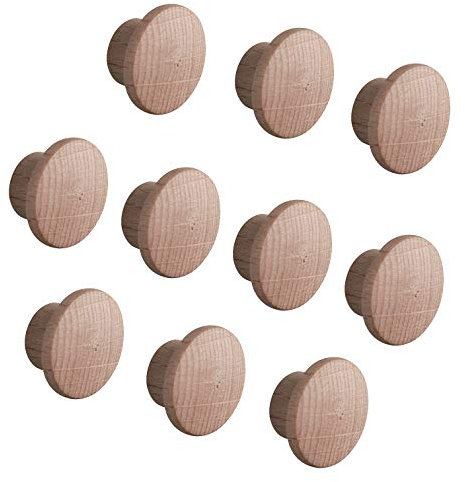 Gedotec Rohrstopfen rund Abdeckkappen Holz zum Kleben & Einlassen - H1136 | Abdeckungen für Blind-Bohrung Ø 8 mm | Massivholz Buche natur | Gesamt Ø 13 mm | 20 Stück - Schrauben-Kappen für Bohr-Löcher