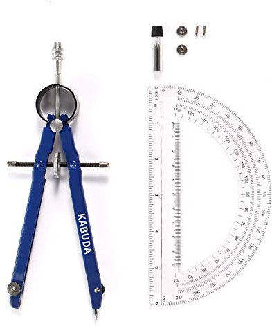 Professionelles Präzisionszirkel Set, Metallfederzirkel mit Winkelmesser, Schloss, Bleistiftminen & Schraubenersatz, für Geometrie, Mathematik, Zeichnen, Zeichnen & Messen, Schul- & Bürobedarf