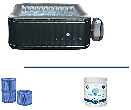 NETSPA Pack Spa Gonflable Aspen - 4 Places + Filtre Antibactérien + Oxygène Actif