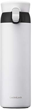 LocknLock WannaBe-Thermobecher, Weiß, 450ml, BPA-freier doppelwandiger, vakuumisolierter Edelstahl-Thermobecher mit One-Touch-Deckel, leichter Becher zum Mitnehmen für Kaffee, Tee und Wasser
