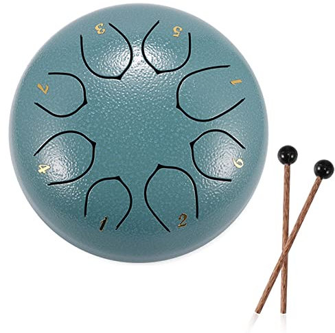 DeeCozy Slit Drums, Steel Tongue Drum, 6 inches 8 Tone D Key, Handpan Drum with Drumsticks, Bag, Finger Cover, Percussion Instrument for Musical Education Concert Mind Healing Yoga Meditation