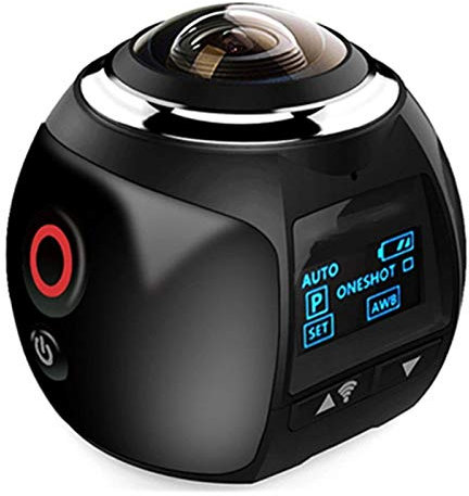 4K 360 Action Camera Wifi Mini 2448 * 2448 Ultra HD Mini Panorama Camera 360 Degree Sport Driving VR Camera HDV F11.12C (Bundle : With 32G, Colour : Black)
