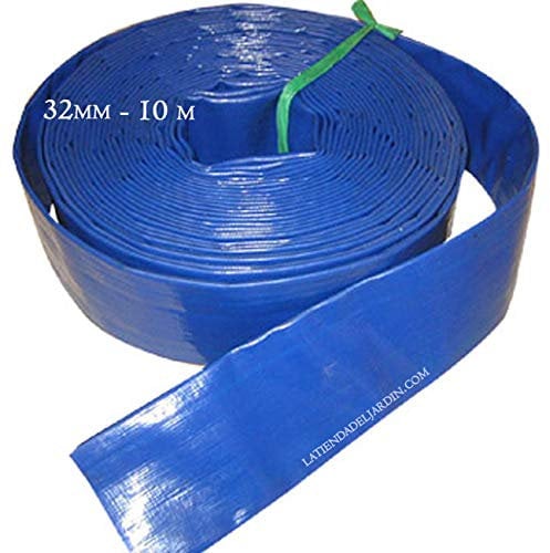 Suinga - MANGUERA PLANA 32mm 10 metros para descarga de agua, Poliester PVC Azul Goma Layflat 1 de Incendios y Piscinas