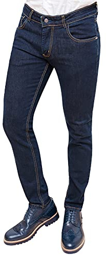 Evoga Jeans Uomo Pantaloni Slim Fit Aderenti Blu Denim Casual