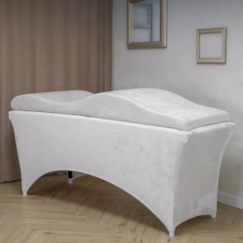 Untitled Wave Matratze (Curved Topper) mit Memory Foam 180x60 für Kosmetikliege, Massageliege, mit Bezug aus Velours | für Wimpernverlängerungen, PMU - Creme