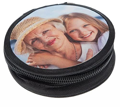 Ocadeau Porte Monnaie Rond personnalisé avec Une Photo – Porte Monnaie Textile Rond avec Photo imprimée – Porte Monnaie avec Fermeture éclair Personnalisable