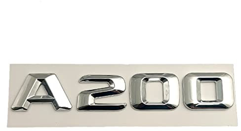 MSEURO 3D-Chrom-Buchstaben for Auto-Emblem-Abzeichen-Aufkleber Kofferraum-Stern-Logo passend for Mercedes passend for Benz A200 W176 Klasse A W177 Schriftzug Zubehör (Color : Chrome, Size : A200)