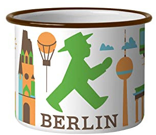 AMPELMANN Tasse | CAMPER WEISS | Geher grün | 0,4L | Ø 9 cm, 8 cm | 165g | Emaillebecher | Camping Tasse | Spülmaschinenfest | Berlin | Souvenir