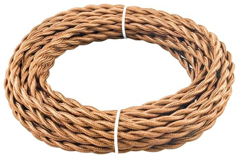 URCIANOW Cable Cuerda Trenzada Marrón de Luz Trenzado de 10 Metro de Cable Trenzado Vintage 2x0,8 mm² 18 AWG Tela Alambre Eléctrico de 18 AWG de Estilo Antiguo Cable Eléctrico Para Lámpara Antigua