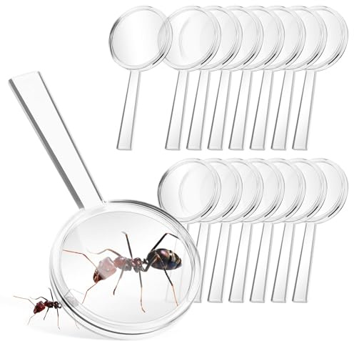 Gadpiparty 16 Stück 8-Fache Mini-Lupen Für Kinder Transparente Kunststoff-Lupe Partygeschenke Handgehaltene Vergrößerungslinse Große Menge Zum Lesen Von Naturerkundungsspielzeug