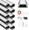 HOMMAND Profilé Aluminium LED 10 x 1m en U - Kit Avec Diffuseur, Connecteur d'Angle, Adhésif, Embouts et Clips de Montage - Pour Ruban LED