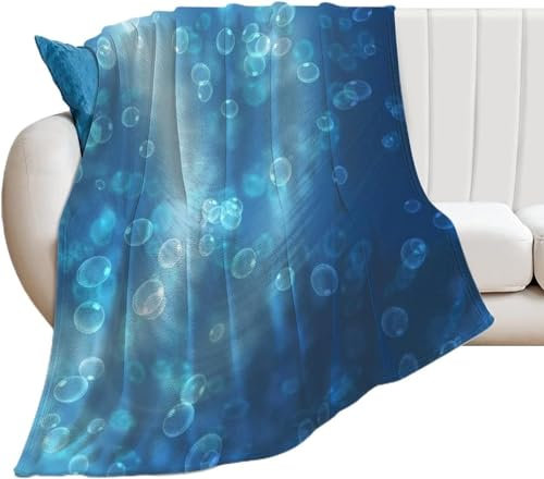 Kuscheldecke 150x200 Polka-Dot-Muster, Flanell Fleecedecke 3D Blau Weiche und Warme Decke, als Sofadecke Wohndecke Tagesdecke Wolldecken, für Kinder Erwachsene TT118
