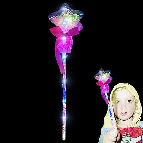 Facynde Leuchtend Prinzessin Zauberstab Feenstab Premium-Leucht-Zauberstab Mit Blinkendem Stern Prinzessin Zauberstab | Leuchtendes LED-Zauberstab-Lichtspielzeug