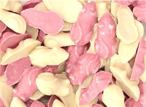 1kg Hannahs Chocolate Pink & White Mice Candy Pick & Mix Sweets Selection Resealable Pouch Share Bag