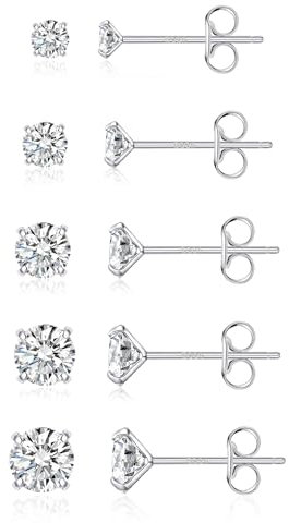 Winzige Zirkonia-Ohrstecker Für Damen Und Herren, Sterling-Silber-Ohrstecker-Set Für Mädchen, Hypoallergen, Leichte Knorpel-CZ-Ohrstecker Für Damen