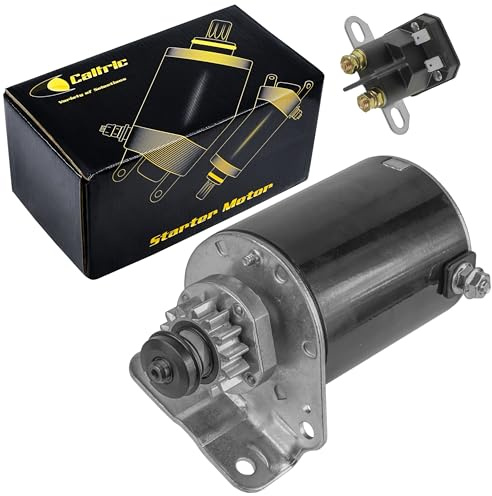 Caltric Anlasser und Relais Kompatibel mit John Deere Traktor Rasen LA125 LA115 LA110 LA100 L105 L100 D120 D110 D105 D100 / 14 Zähne Verbessertes Stahlgetriebe